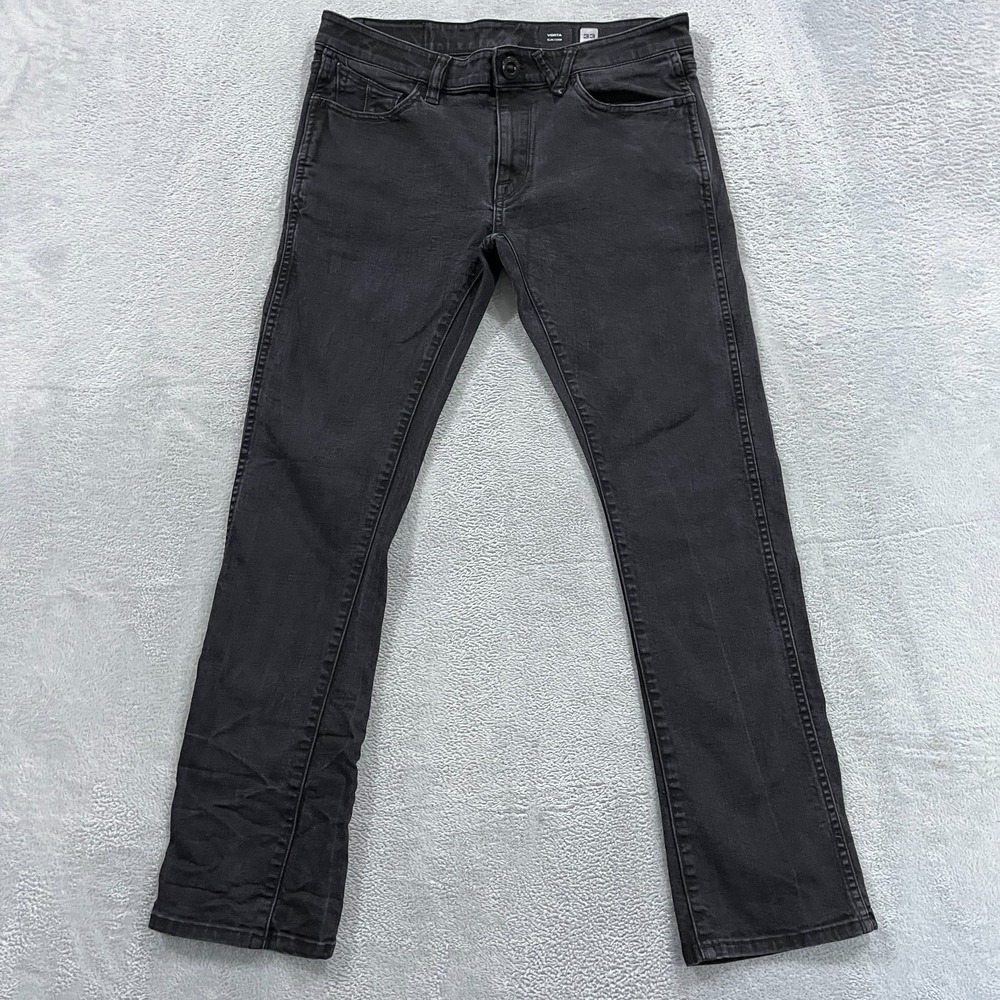 Volcom Vorta Slim Form Jeans‎ Mens 33 Black Denim Classic Pants Grunge Goth Y2K